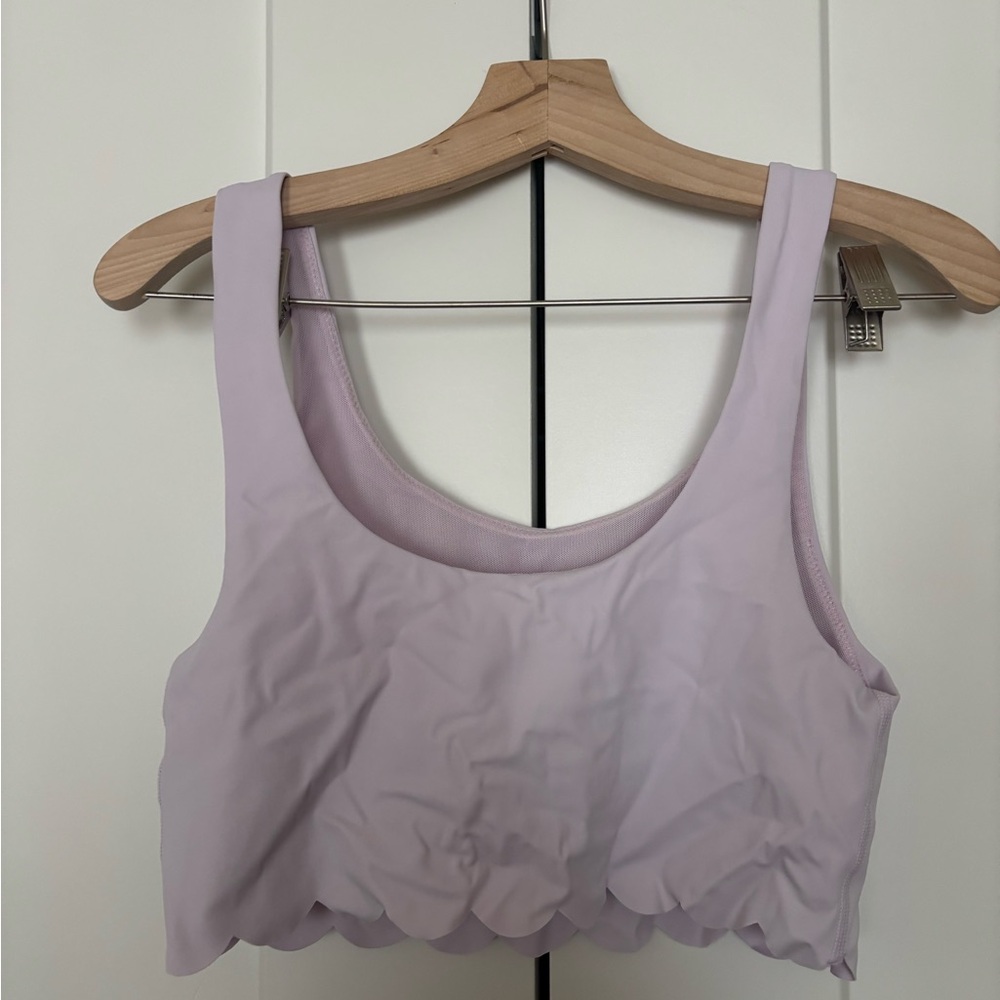 Aerie Scalloped Edge Sports Bra Lilac